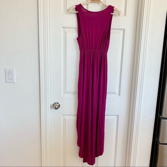 Urban Outfitters Purple Orchid Magenta Plunging V-Neck High Low Maxi Dress - Picture 3 of 5